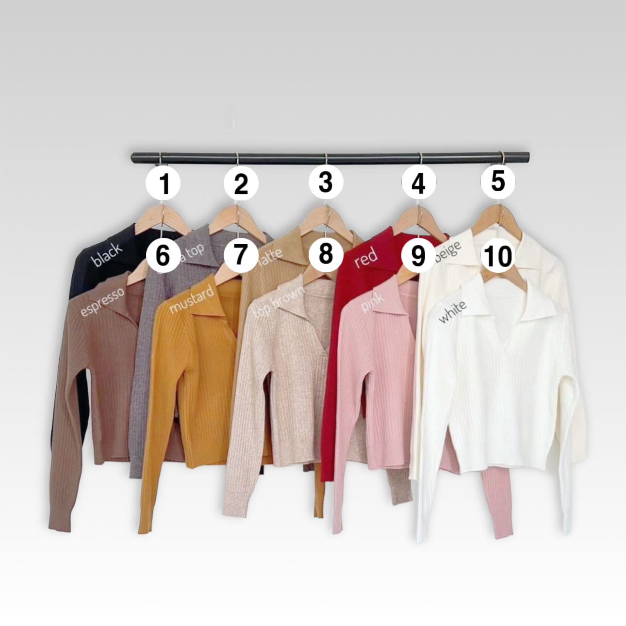 Ribbed Knit Collar Top – Long Sleeve